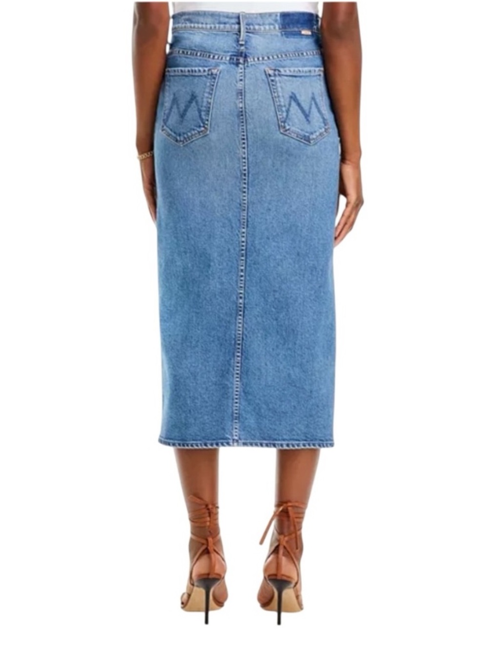 MOTHER Light Blue Denim Midi Pencil Skirt